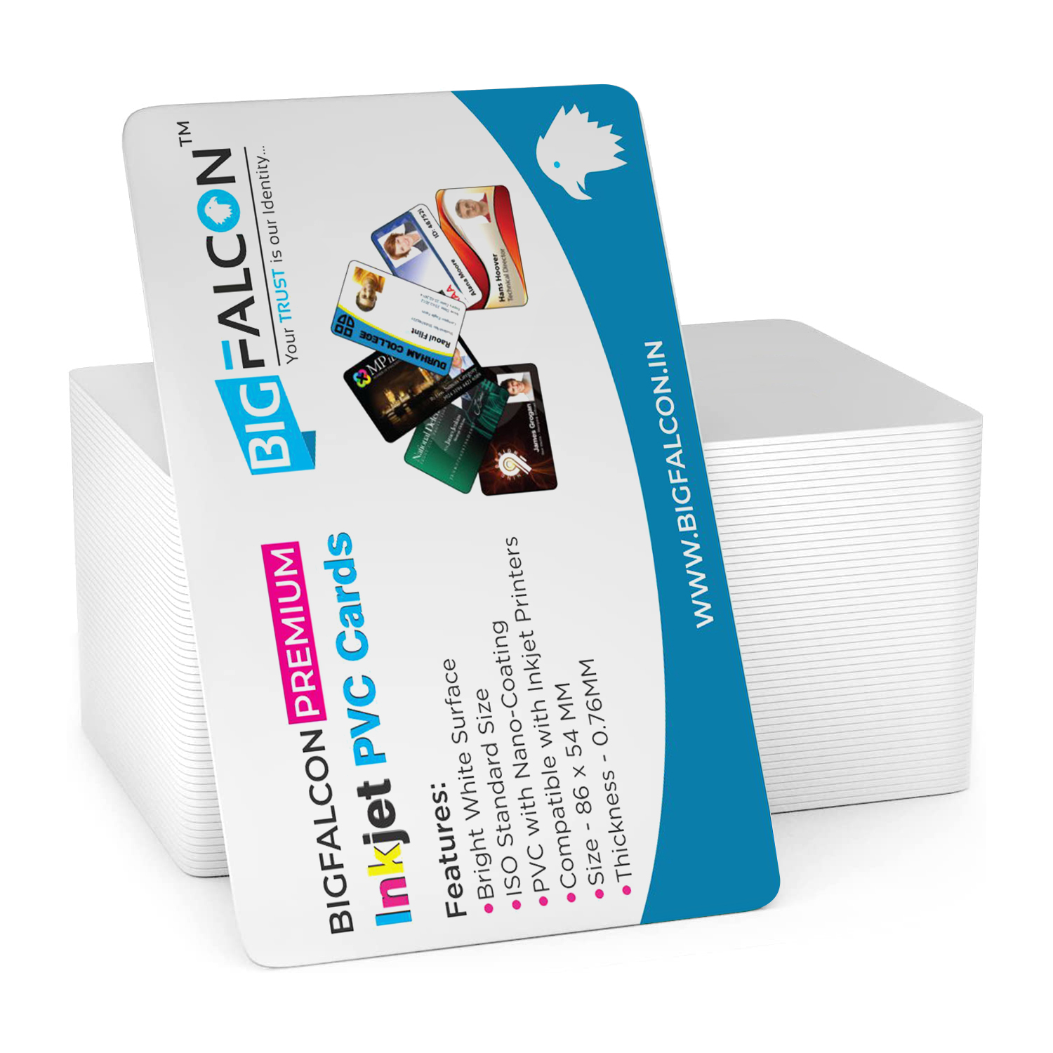 PVC cards BIGFALCON-Premium-Blank-PVC-ID-Cards-for-Inkjet-Printers-Graphic-Quality-White-Plastic-CR80-Compatible-with-Most-Photo-ID-Badge-Inkjet-Printers-Pack-of-1